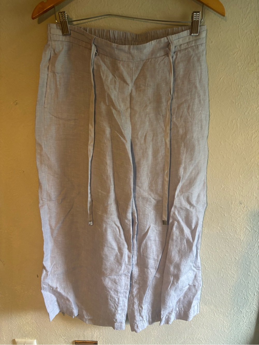 Lafayette 148 New York‎ Pale Grey Linen Wide-Leg Pants